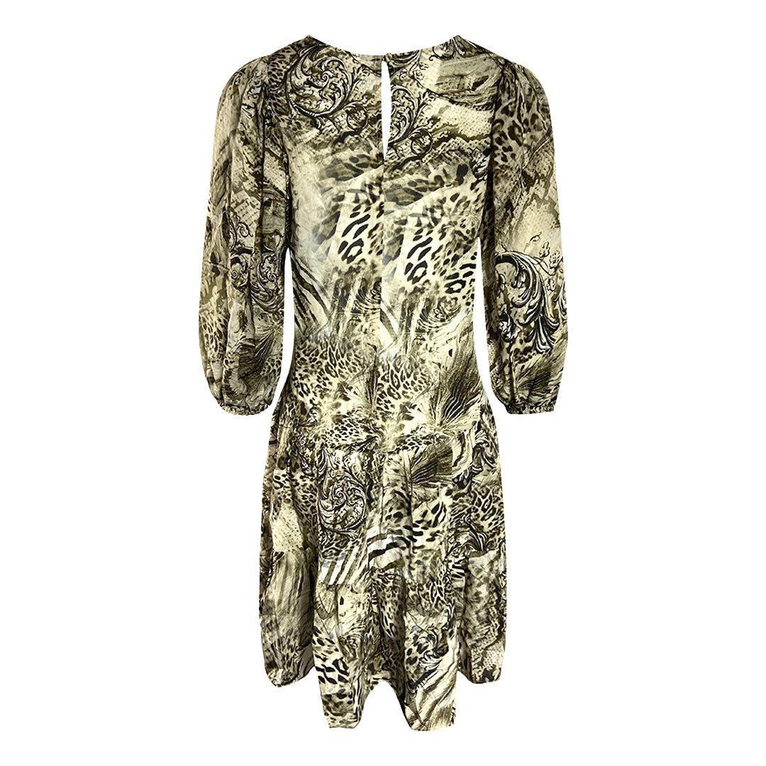Mehrlagiges Seidenkleid mit Animal-Print