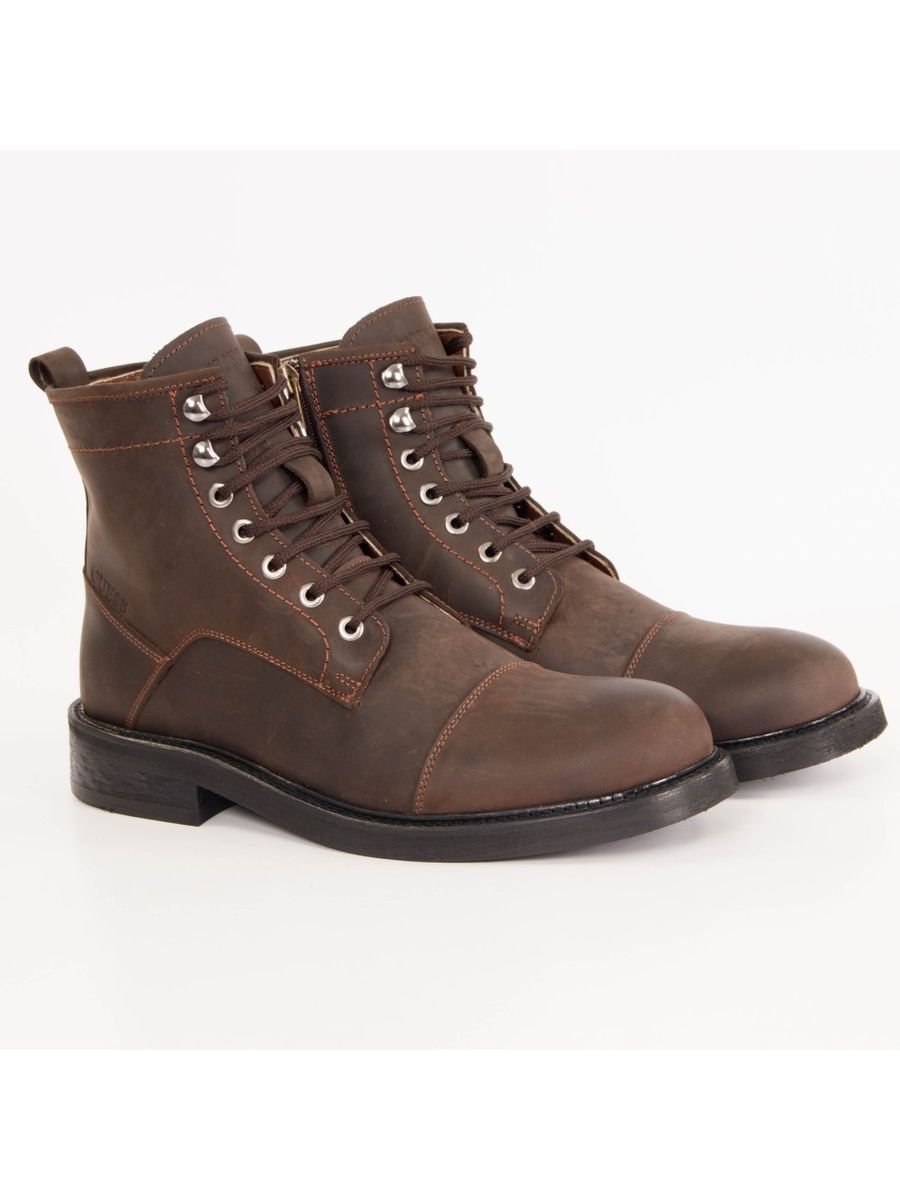 Herren braune Lederstiefel mit Kappe