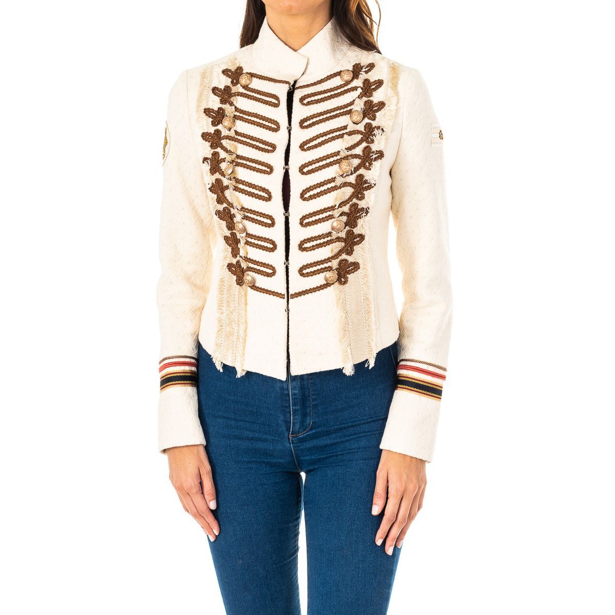Jacke im militärischen Stil mit Stickerei