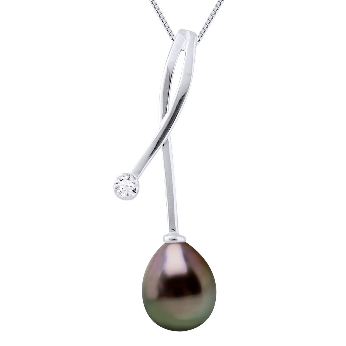 Tahitiperle und Diamant Anhänger Halskette