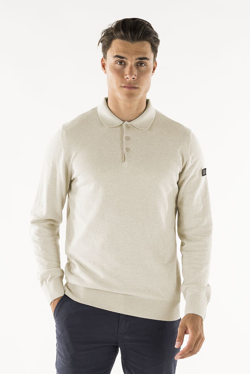 Langarm-Strick-Poloshirt