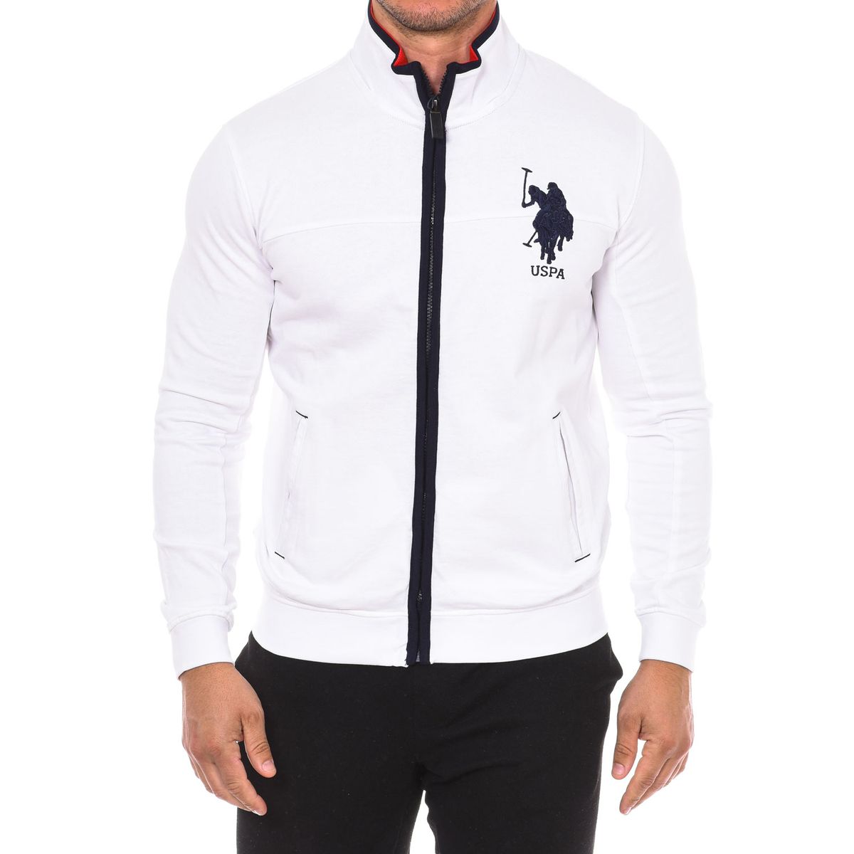 Klassische weiße Trainingsjacke mit Reißverschluss