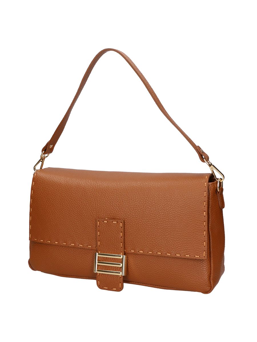 Schultertasche aus genarbtem Leder