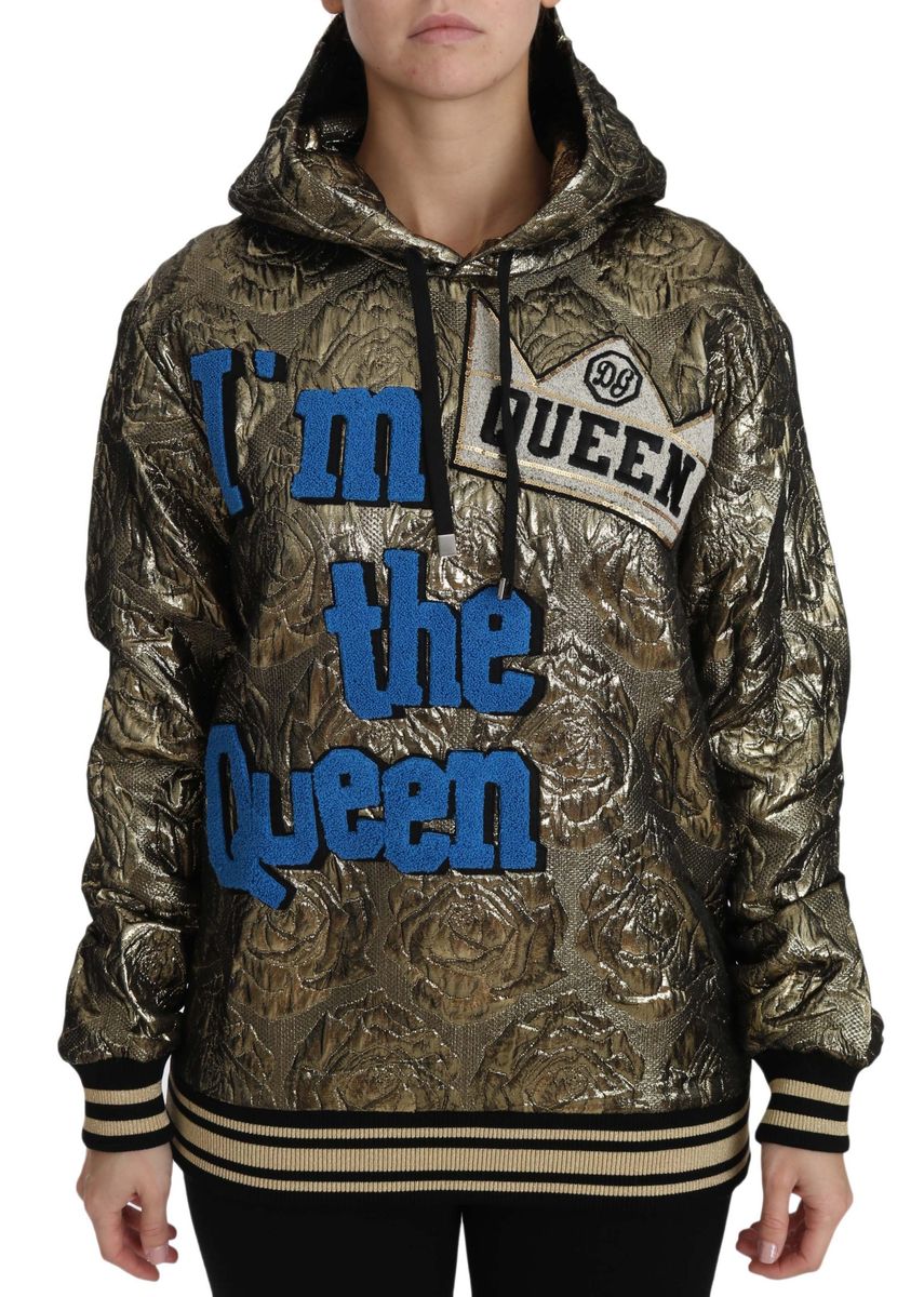 Dolce & Gabbana Women's Im The Queen Jaquard Gold Sweatshirt à capuche