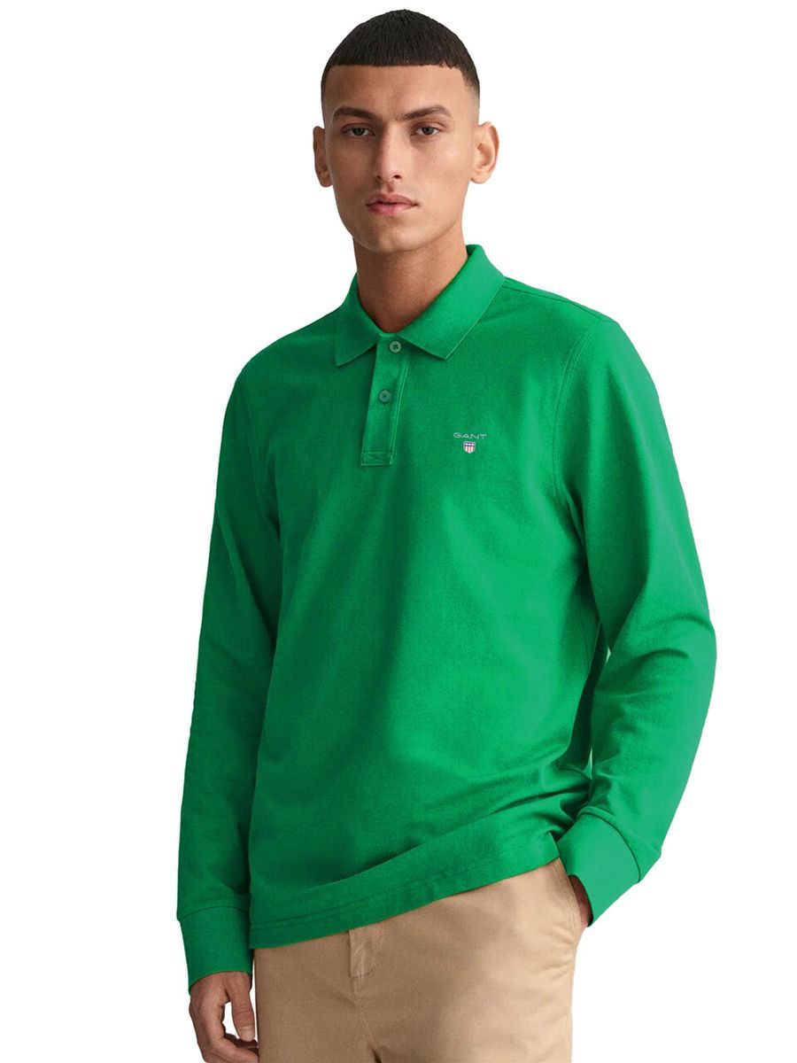Herren Langarm Baumwoll-Poloshirt