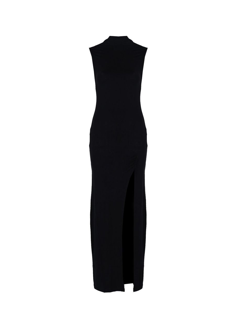 Ärmelloses Maxikleid mit Stehkragen