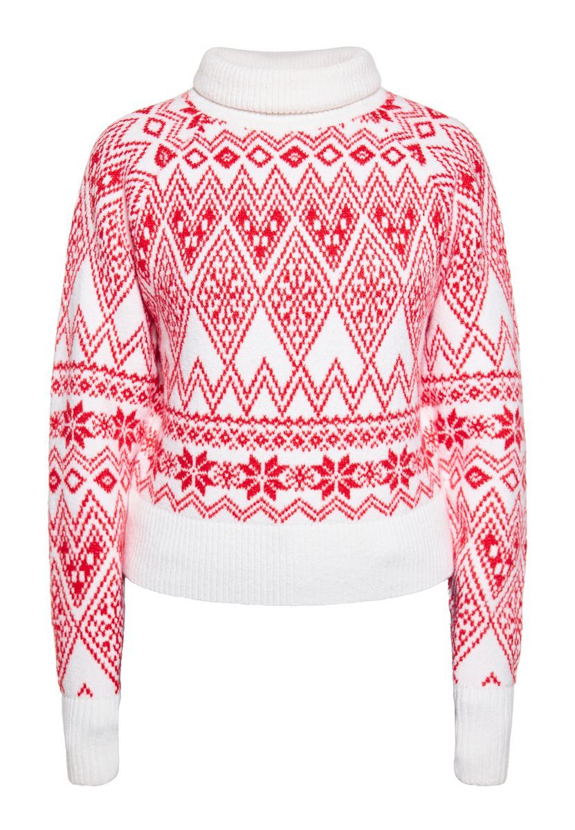 Jacquard Strick Rollkragen Weihnachtspullover
