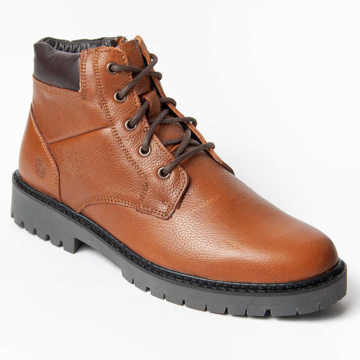 Robuste Schnürstiefeletten aus genarbtem Leder
