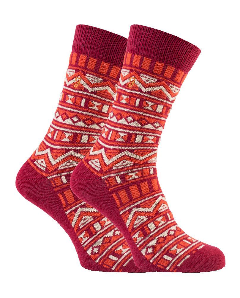 Farah - 2 Paar Herren Funky Vintage gemustert bunte dicke Baumwolle Crew Socken - FVS008SUN