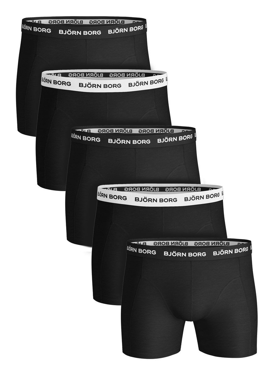 Björn Borg- 5 Paare Herren Boxershorts | Baumwolle Stretch Boxershorts Shorts Unterwäsche - Schwarz / Weiß