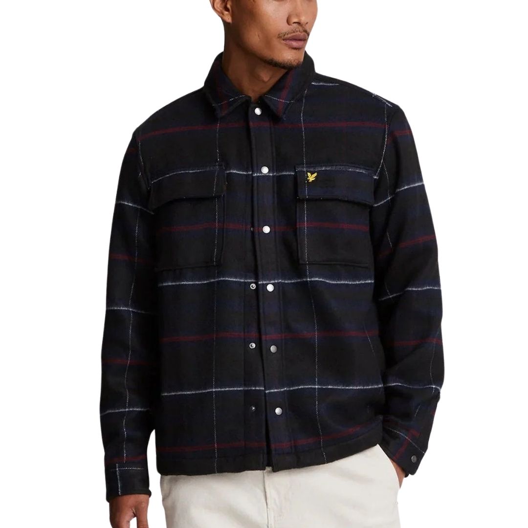 Karierte, gebürstete Overshirt-Jacke