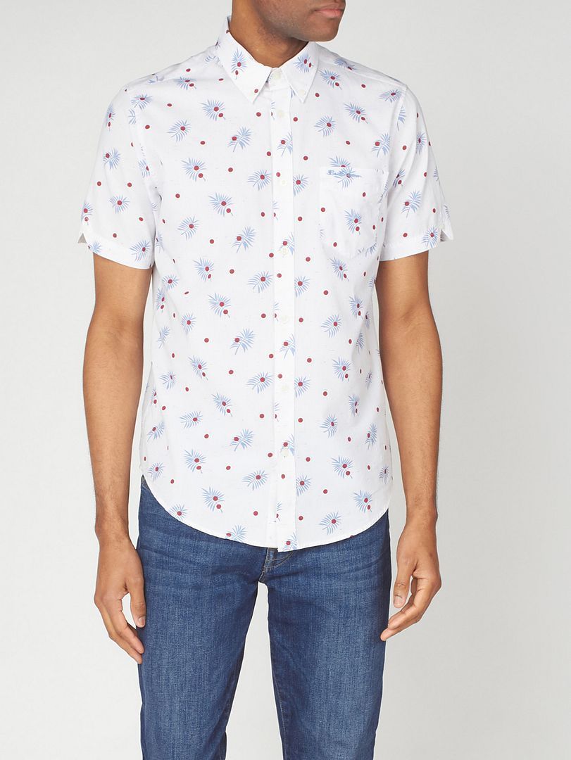 Oxford-Hemd mit Palmen-Print