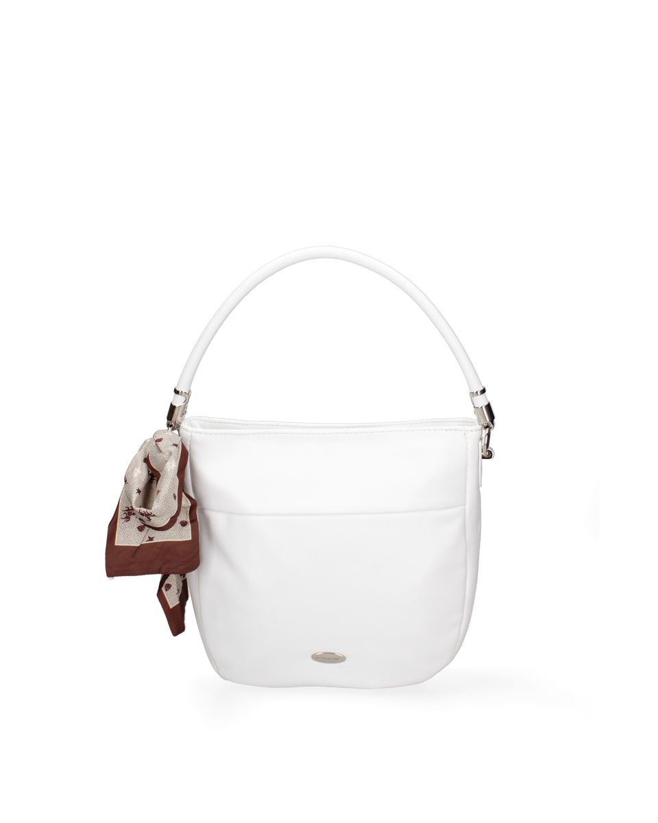 Weiße Satchel Handtasche aus Kunstleder