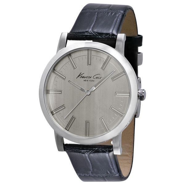 Herrenuhr Silberfarbenes Schwarzes Leder
