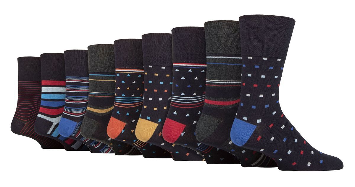 9 Pack Herren Bambus-Socken | Gentle Grip | Extra Wide Loose Top nicht elastische Socken - SOMRM080910