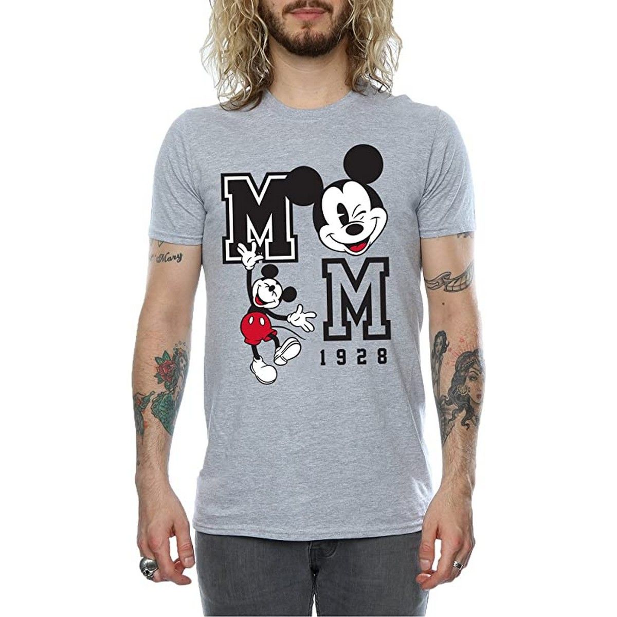Mickey Mouse Graues Grafik T-Shirt