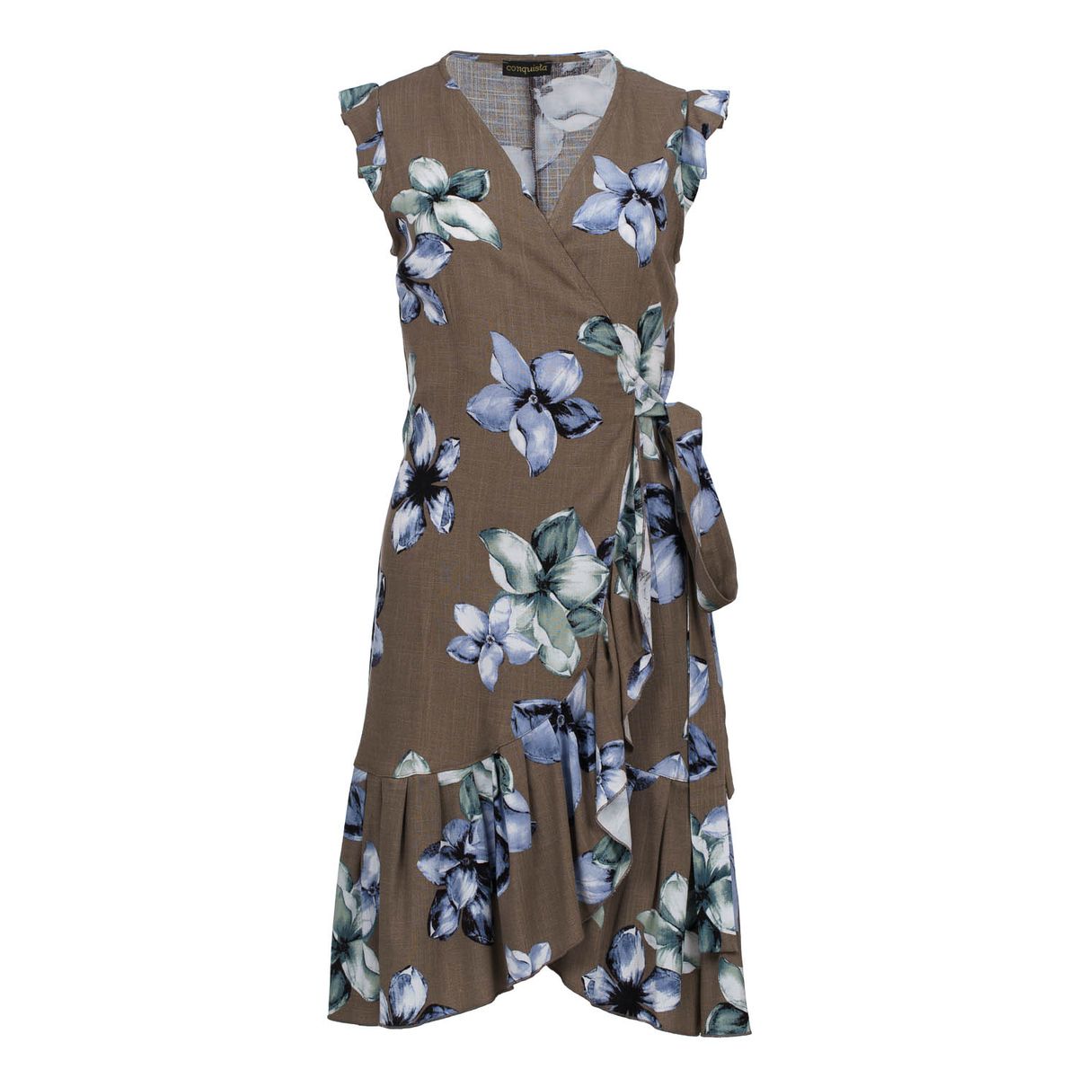 Florales Wickel-Midikleid im Leinen-Stil