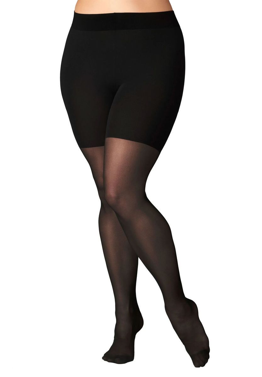 Schwarze, transparente Strumpfhose mit Formeffekt