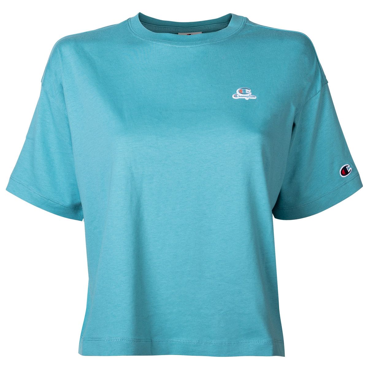 Cropped Baumwoll T-Shirt mit Logo