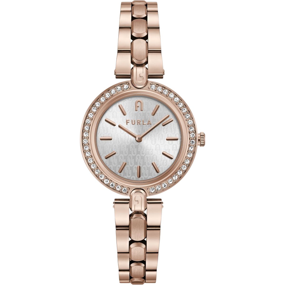 Roségoldene Uhr mit Kristallakzent