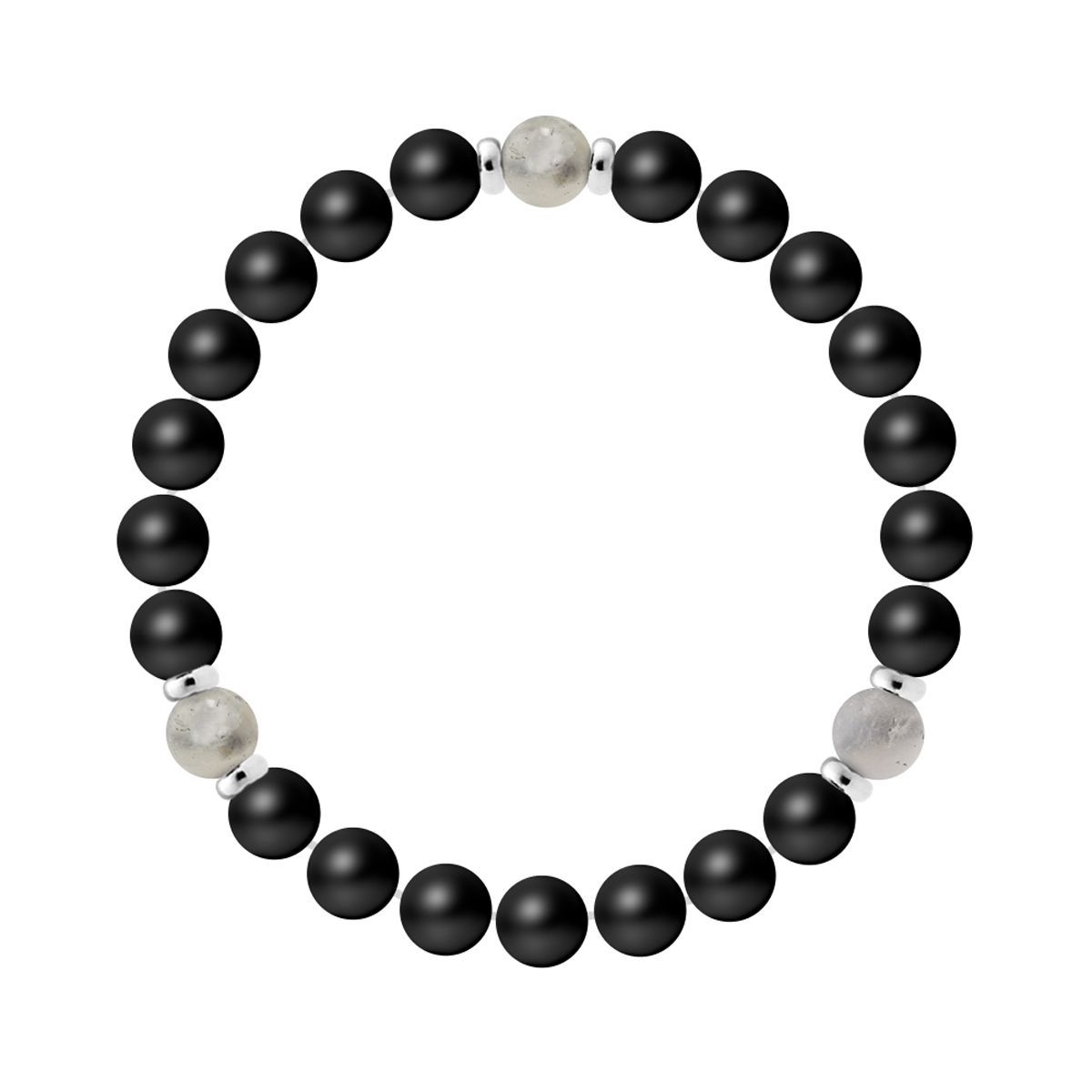 Mattschwarzes Achat-Perlenarmband