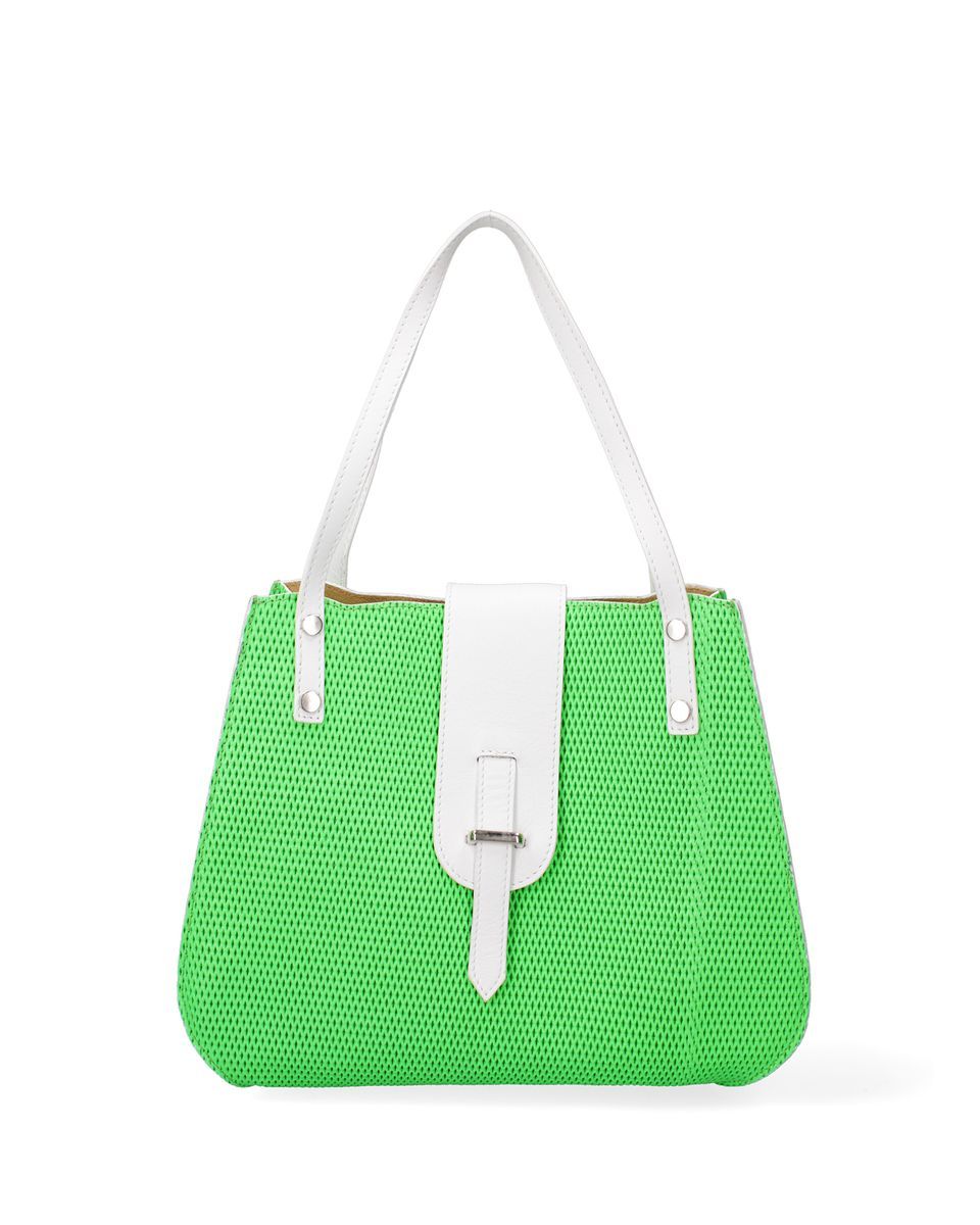 Grüne gewebte Schultertasche mit Klappe