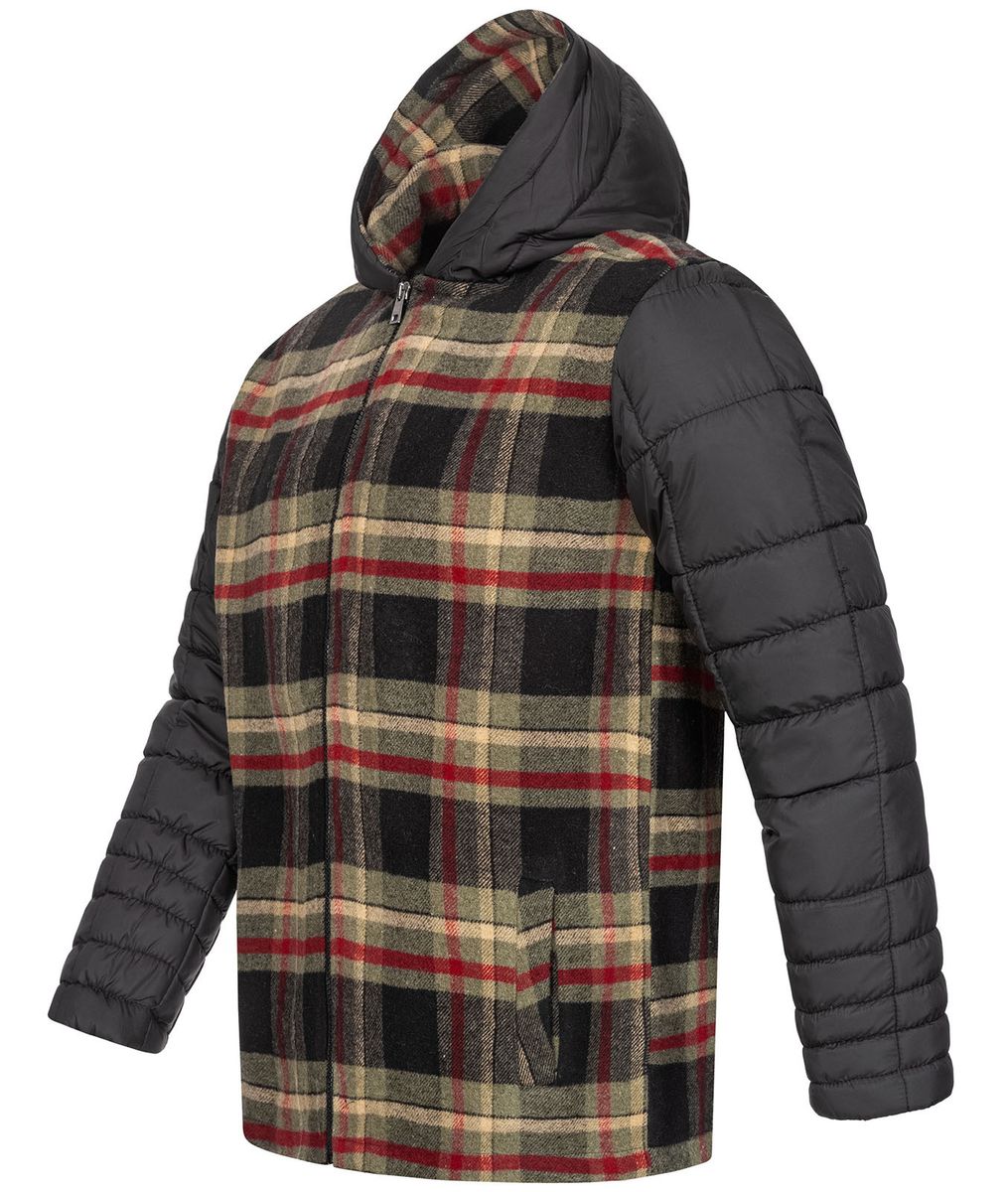 Flanelljacke mit Steppärmeln und Kapuze