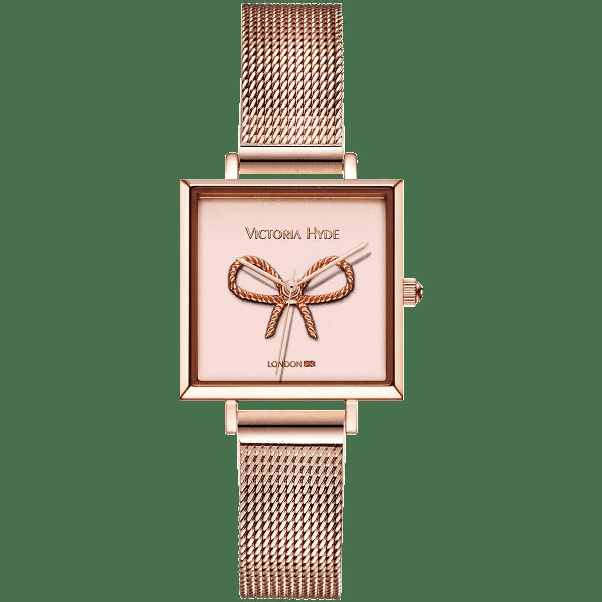 Roségoldene quadratische Uhr mit Schleife