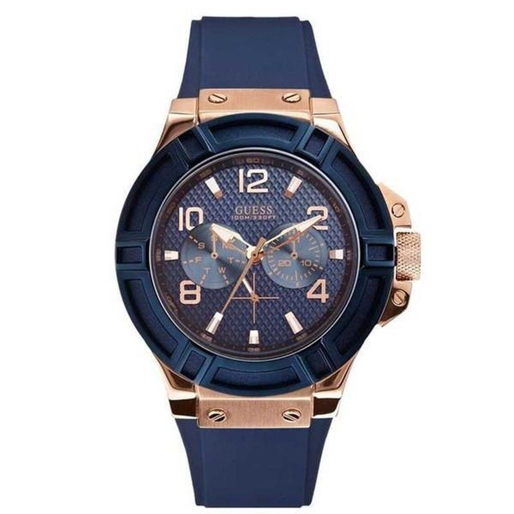 Marineblau und Roségold Chronograph Uhr
