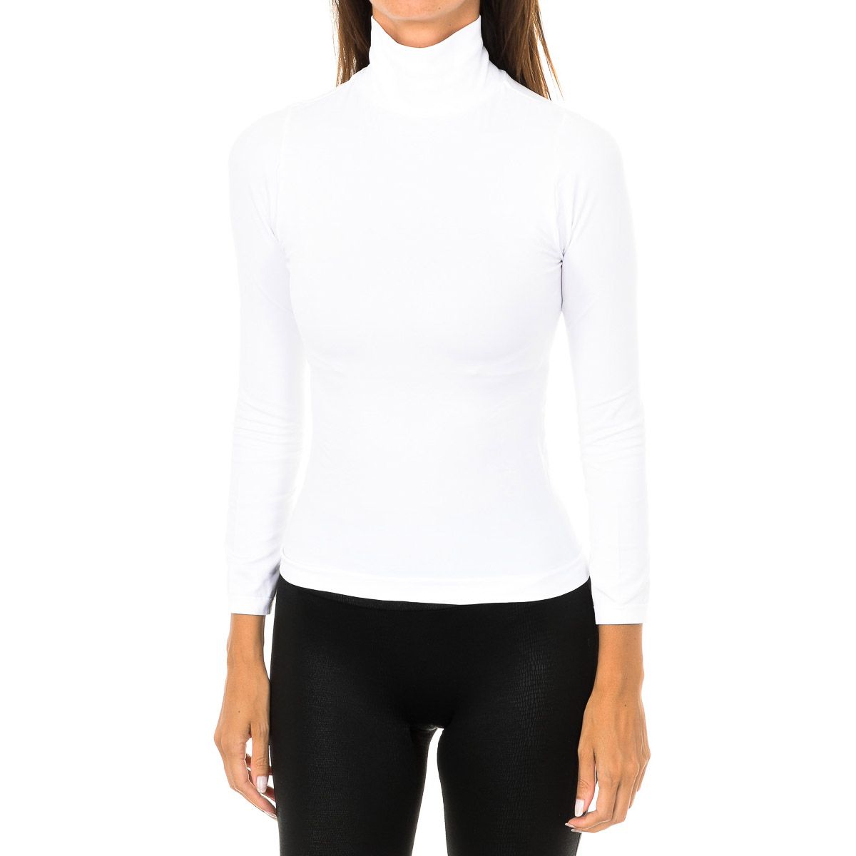 Weißes Langarmshirt mit Rollkragen
