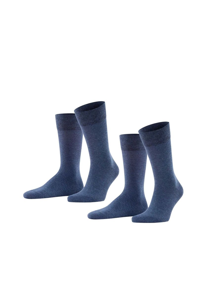 FALKE Herren Socken, 2er Pack - Happy, Kurzsocken, Baumwolle, blau, 47-50