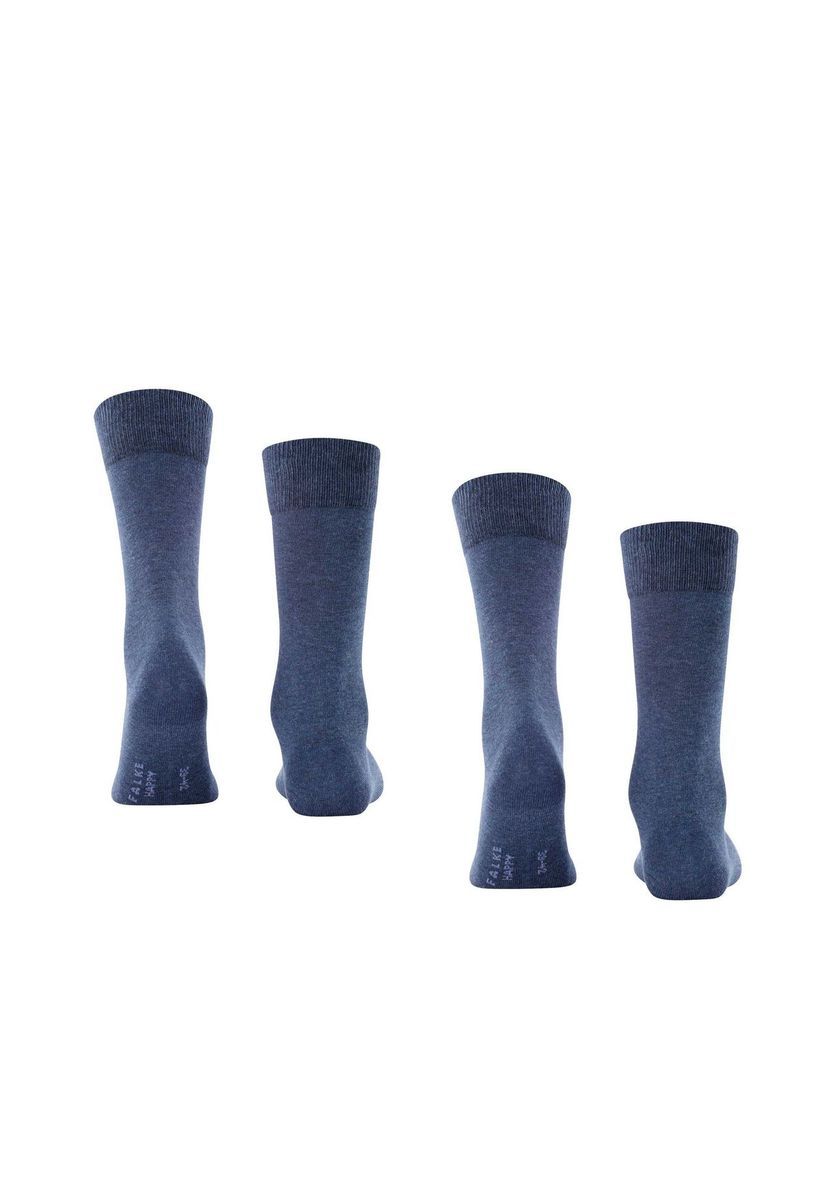 FALKE Herren Socken, 2er Pack - Happy, Kurzsocken, Baumwolle, blau, 47-50