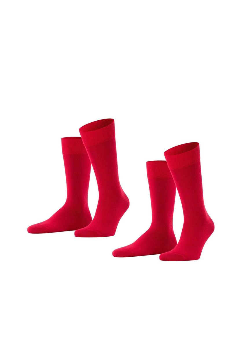FALKE Herren Socken, 2er Pack - Happy, Kurzsocken, Baumwolle, rot, 47-50