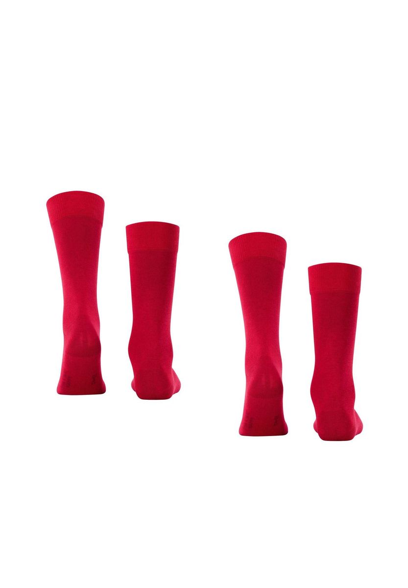 FALKE Herren Socken, 2er Pack - Happy, Kurzsocken, Baumwolle, rot, 47-50