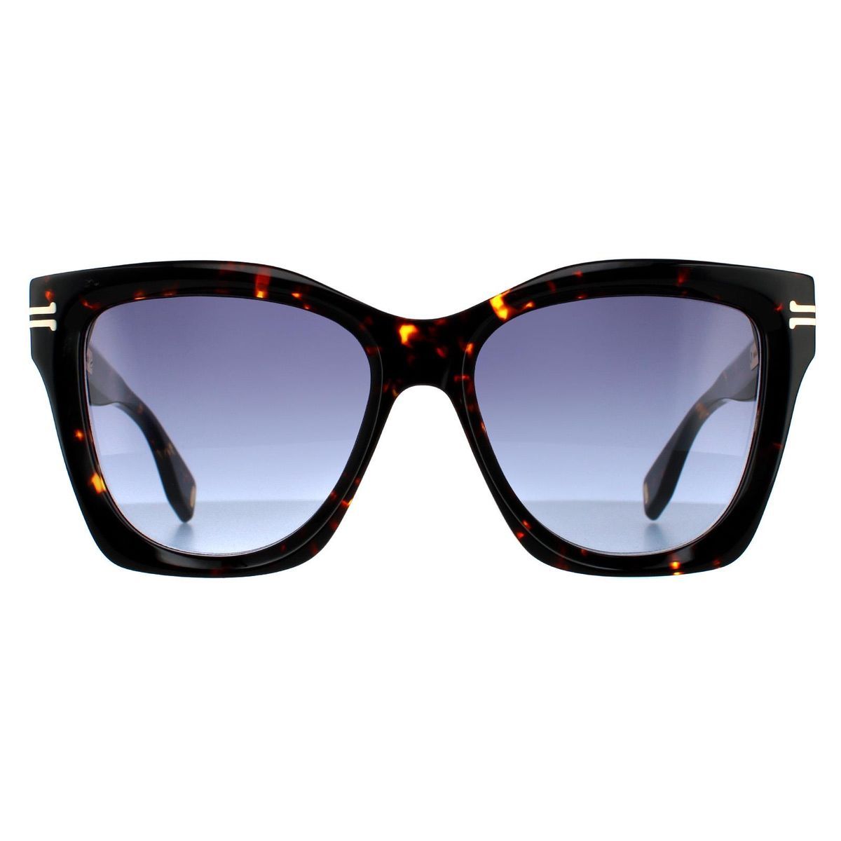 Quadratische Schildpatt-Sonnenbrille mit blauem Farbverlauf