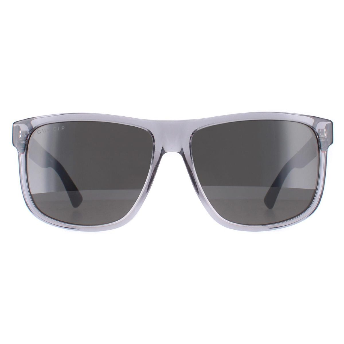 Transparente graue Sonnenbrille mit quadratischem Rahmen