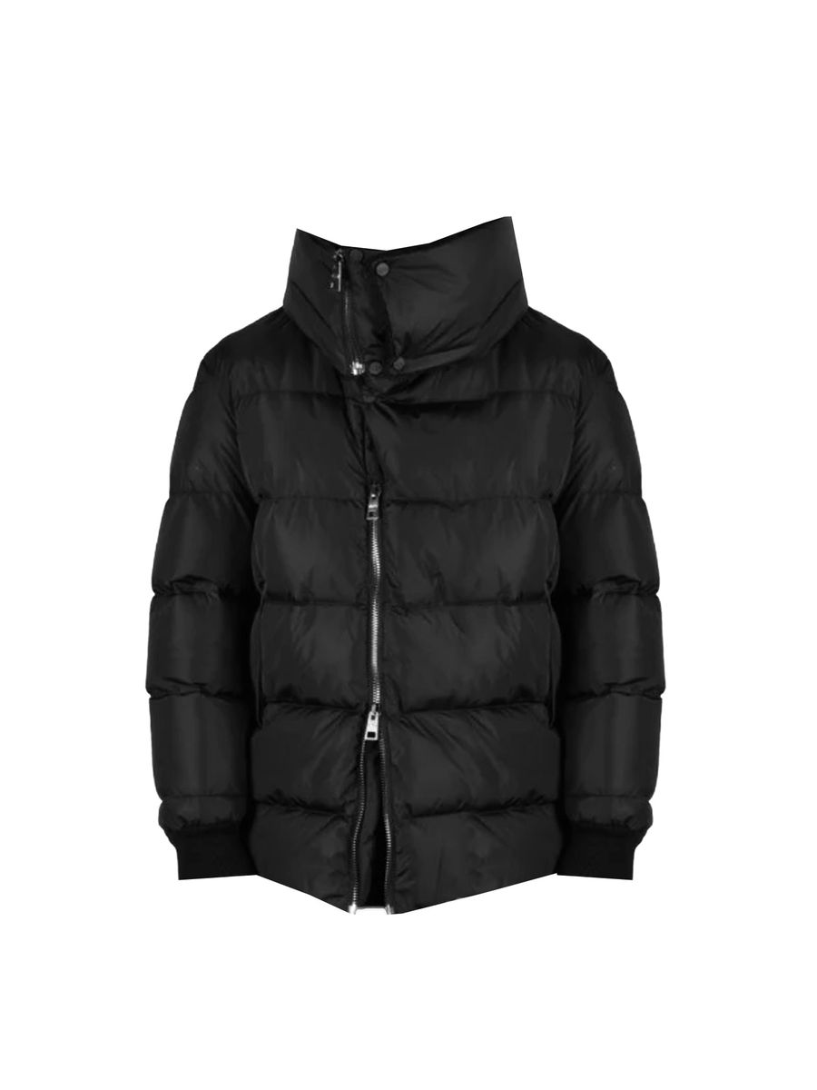 Herren Schwarze Pufferjacke mit Trichterkragen