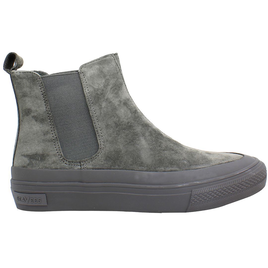 Grauer Wildleder Chelsea-Stiefelette