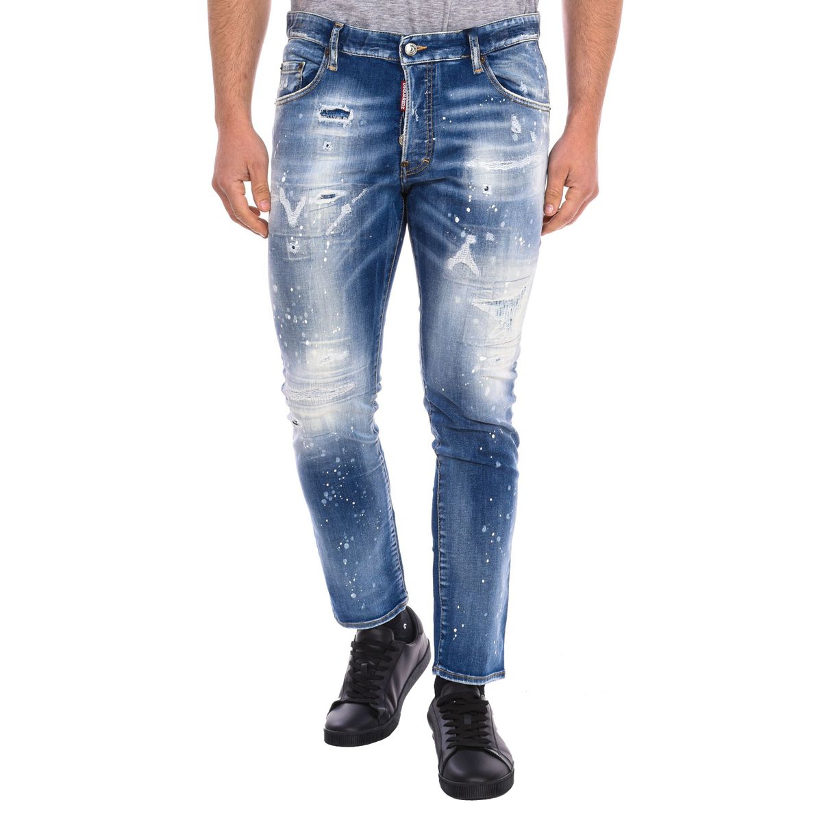 Distressed Slim Fit Jeans aus Denim