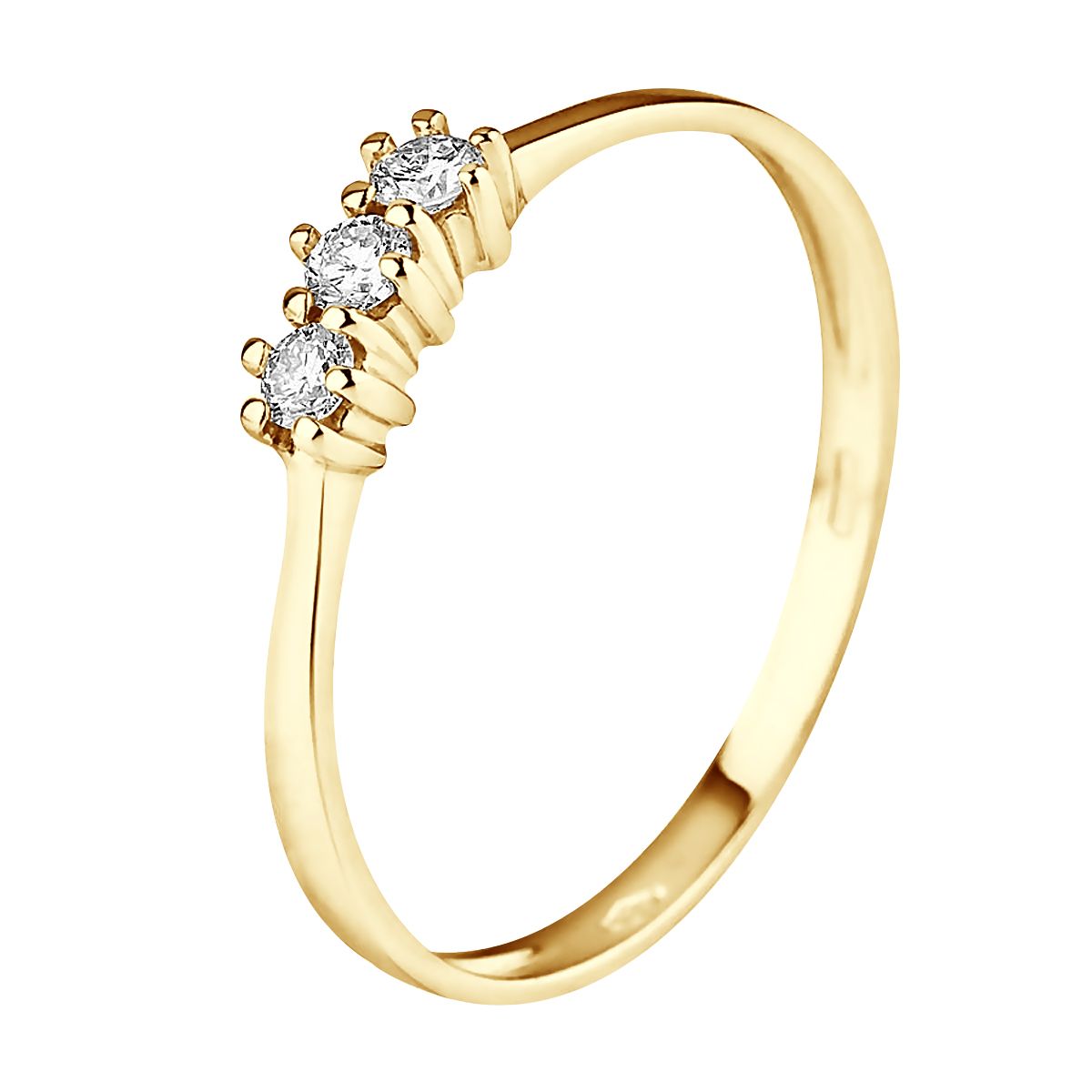 Goldring mit drei Diamanten