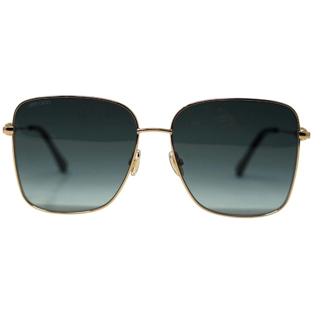 Quadratische Sonnenbrille mit goldenem Rahmen