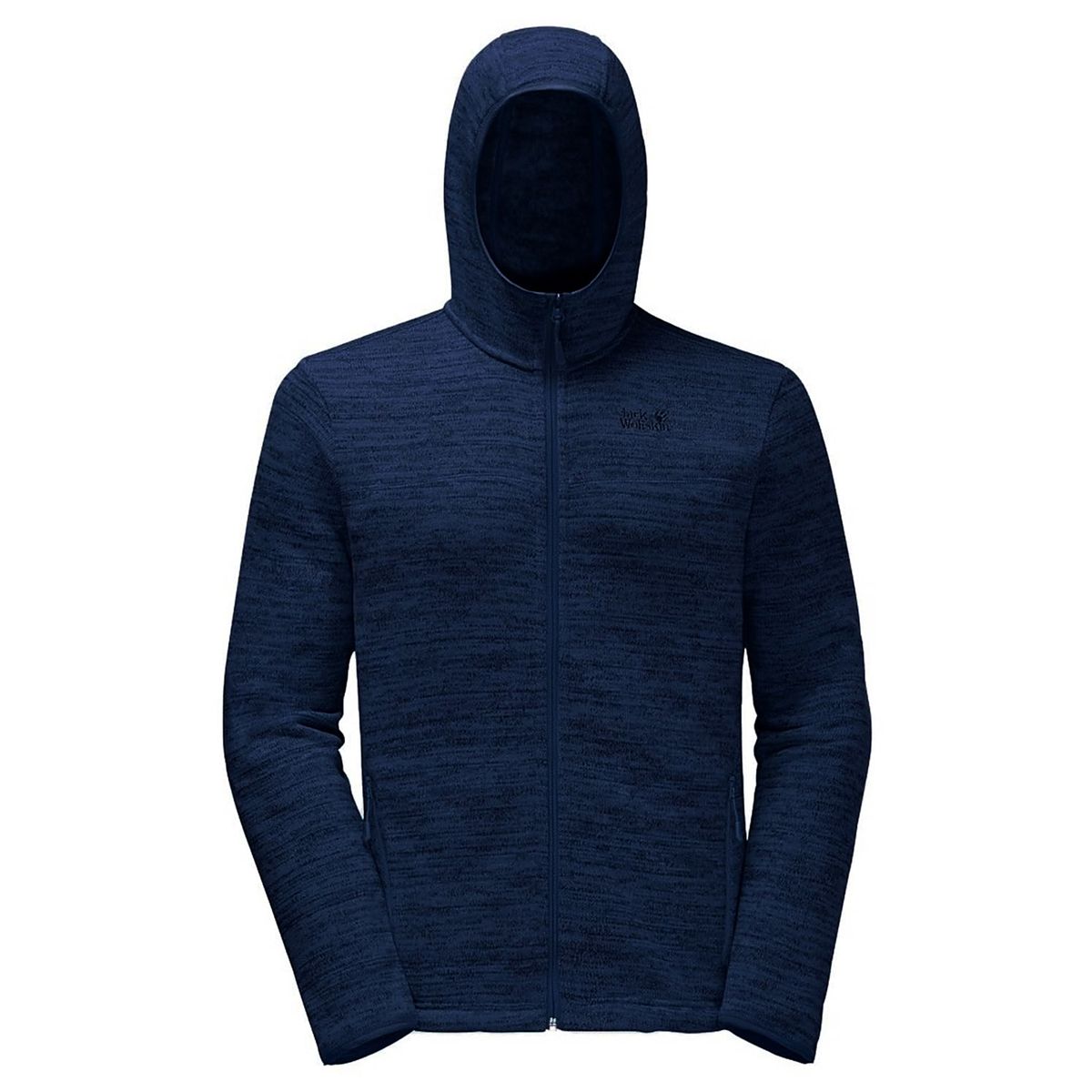 Blaue Fleece-Jacke mit Reißverschluss und Kapuze