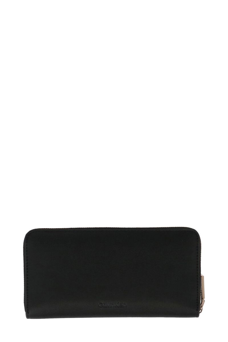 Klassische Zip-Geldbörse mit Gold-Logo