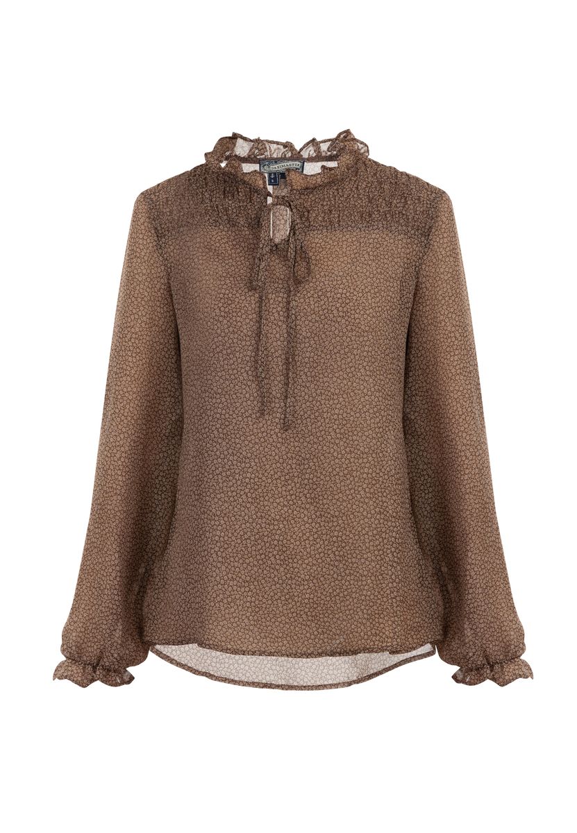 Dreimaster Bluse Damen braun-wollweiß