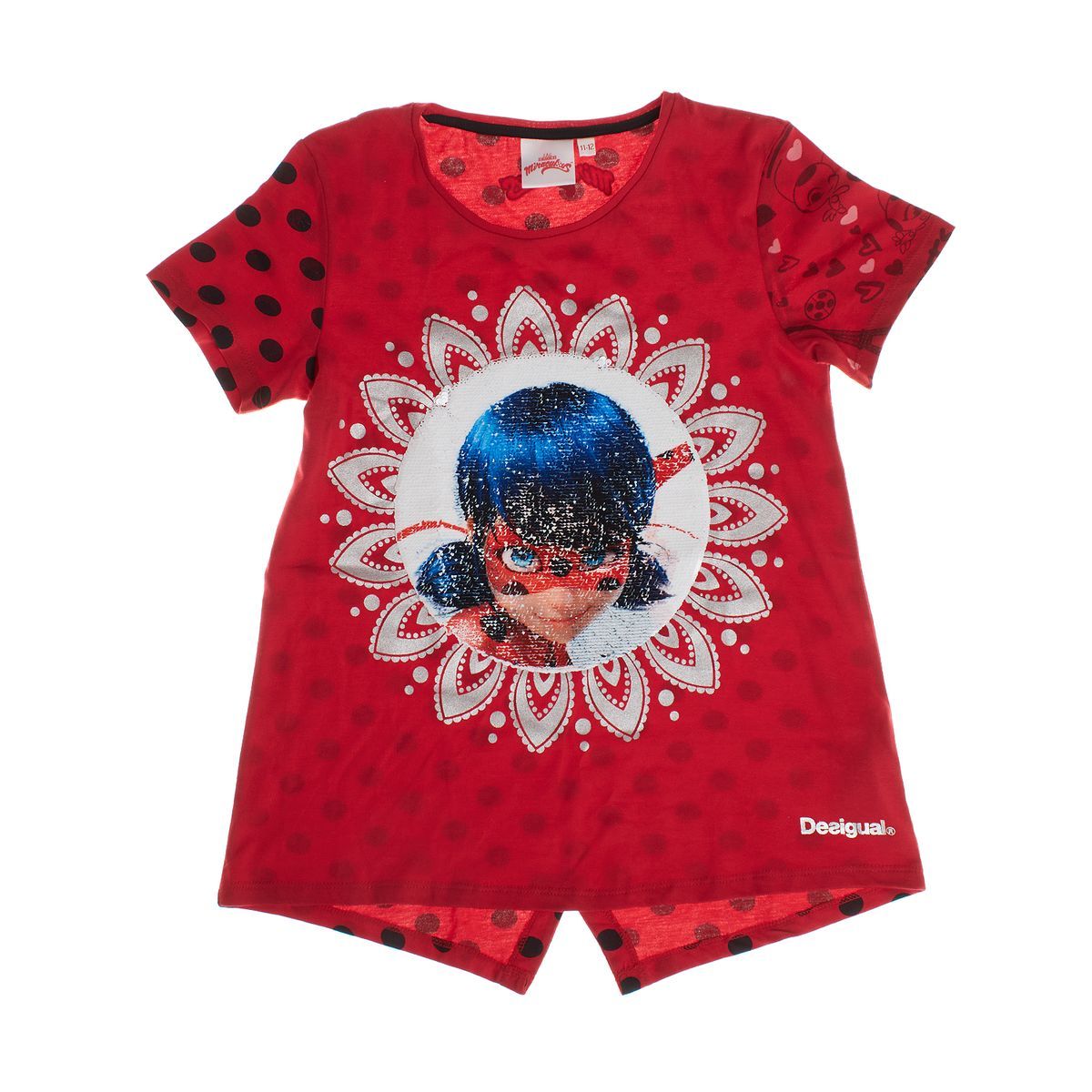 Marienkäfer-Print Pailletten Kurzarm T-Shirt