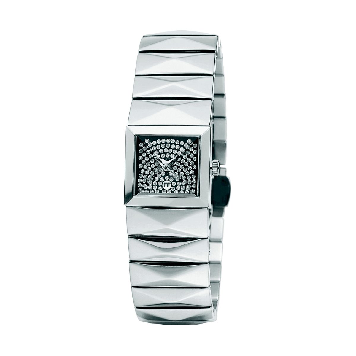 Silberne Edelstahl-Armbanduhr mit quadratischem Zifferblatt