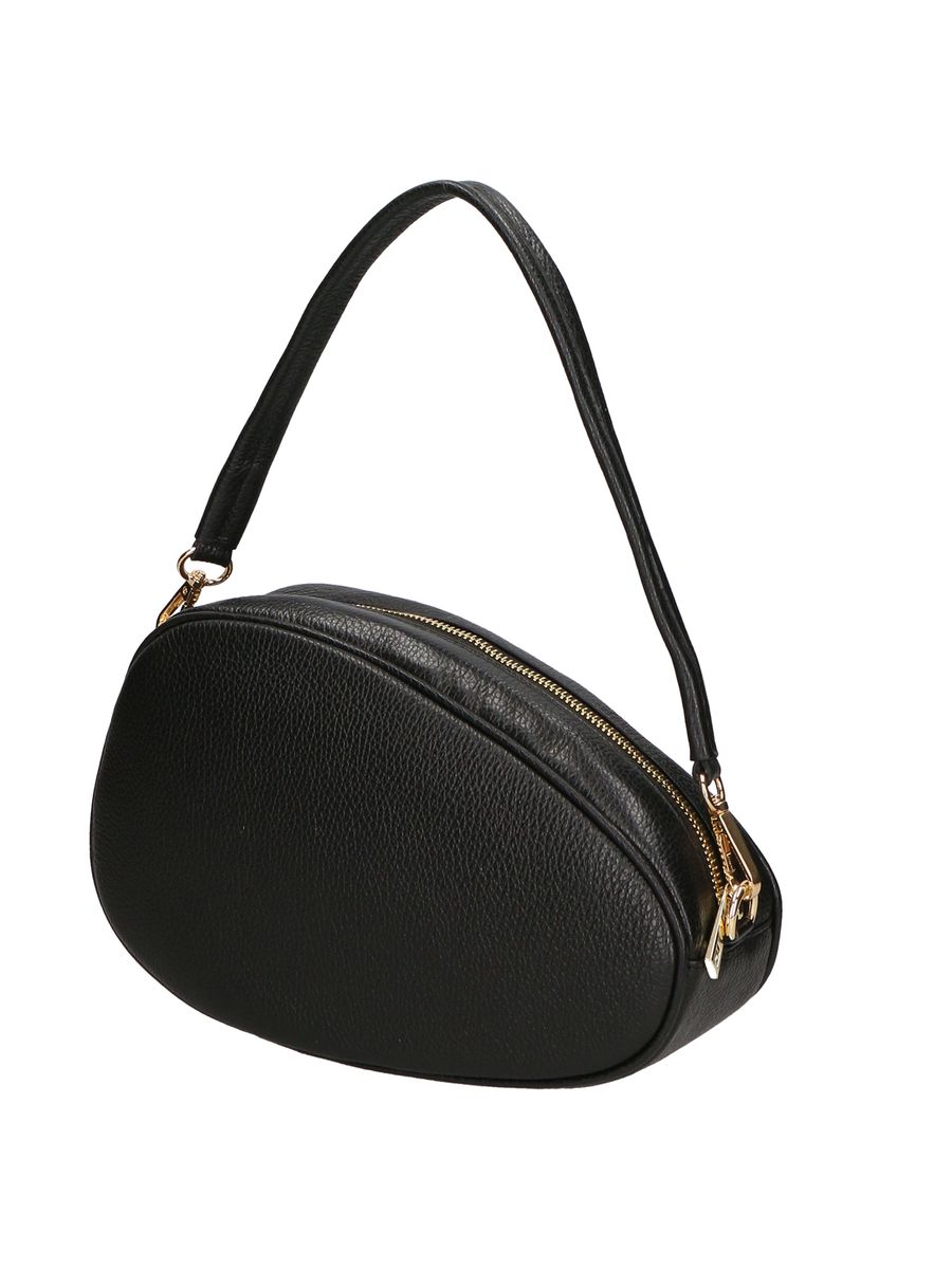 Eiförmige Schultertasche aus genarbtem Leder