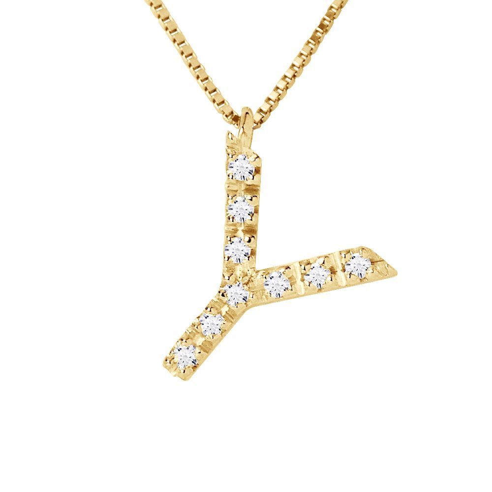 Diamant Initial Y Gold Halskette