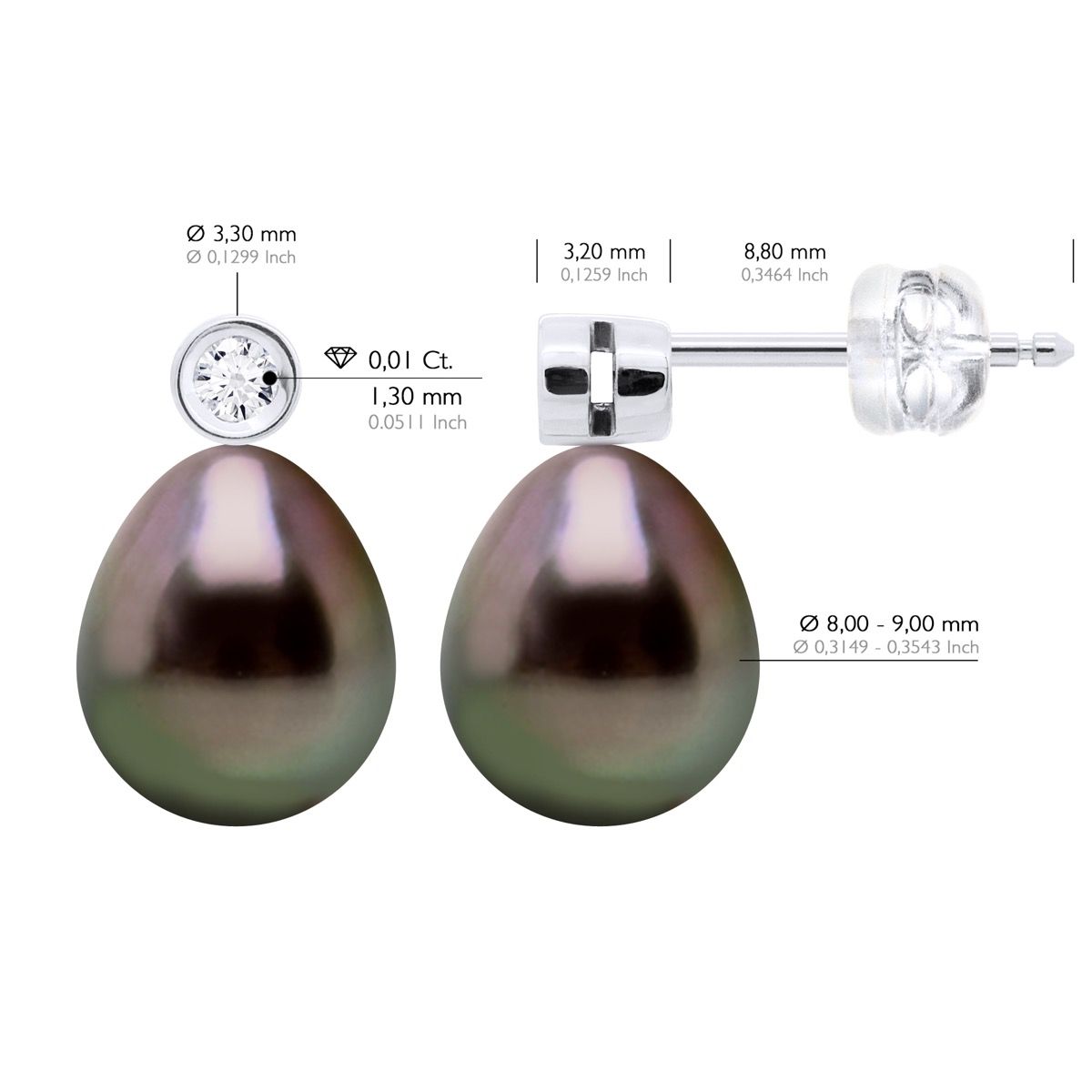 Tahiti-Perlen-Ohrstecker mit Diamanten