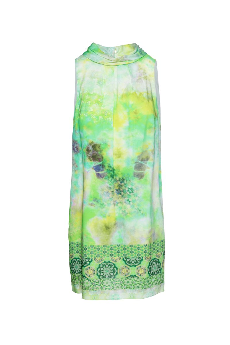 Abstrakt bedrucktes, ärmelloses Kleid
